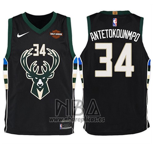 Camiseta Nino Milwaukee Bucks Giannis Antetokounmpo NO 34 Statement Harlry 2017-18 Negro